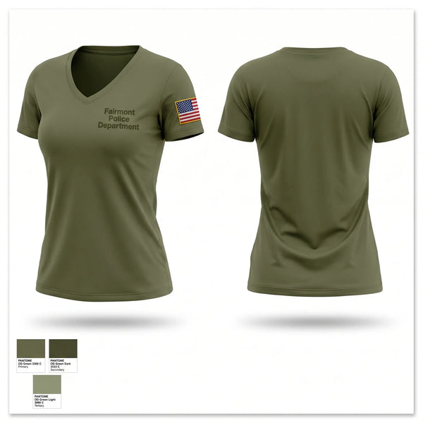 Womens Short Sleeve Vneck Shirt, Fairmont Police Department, Police, Teamtime, Team time, sublimation, custom sports apparel, team uniforms, spirit wear, spiritwear, sports uniforms, custom shirts, team store, custom team store, fundraiser sports, apparel fundraiser