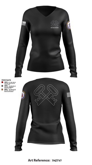 Womens Long Sleeve Vneck Shirt, Uss San Antonio, Navy, Teamtime, Team time, sublimation, custom sports apparel, team uniforms, spirit wear, spiritwear, sports uniforms, custom shirts, team store, custom team store, fundraiser sports, apparel fundraiser