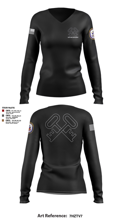 Uss San Antonio Women's Long Sleeve V-neck Shirt - 3