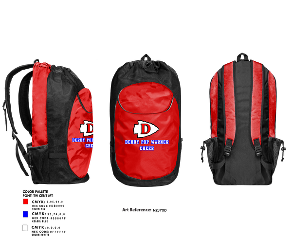 Gear Bag, Derby Pop Warner Cheer, Cheer, Teamtime, Team time, sublimation, custom sports apparel, team uniforms, spirit wear, spiritwear, sports uniforms, custom shirts, team store, custom team store, fundraiser sports, apparel fundraiser