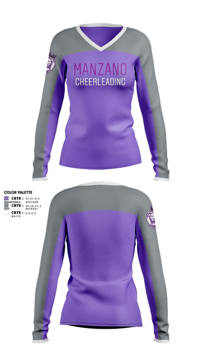 Manzano Monarchs 3701544 Women's Long Sleeve V-neck Shirt - 1