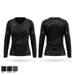 Womens Long Sleeve Vneck Shirt, Fidelity Protective Services, , Teamtime, Team time, sublimation, custom sports apparel, team uniforms, spirit wear, spiritwear, sports uniforms, custom shirts, team store, custom team store, fundraiser sports, apparel fundraiser