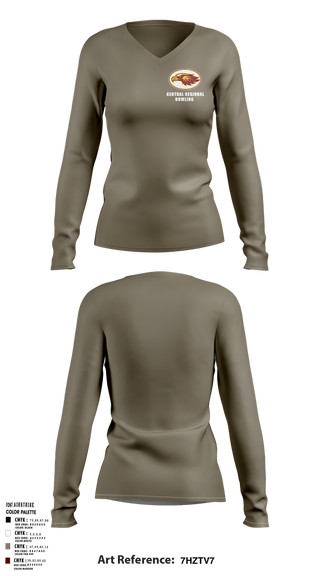 Womens Long Sleeve Vneck Shirt, Central Regional High School Bowling, Bowling, Teamtime, Team time, sublimation, custom sports apparel, team uniforms, spirit wear, spiritwear, sports uniforms, custom shirts, team store, custom team store, fundraiser sports, apparel fundraiser