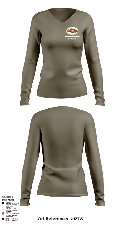 Central Regional High School Bowling 42780139 Women's Long Sleeve V-neck Shirt - 5