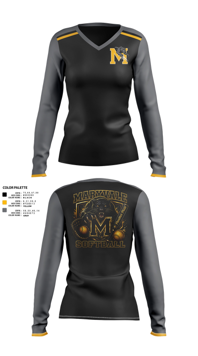 Maryvale 60565436 Women's Long Sleeve V-neck Shirt - 21