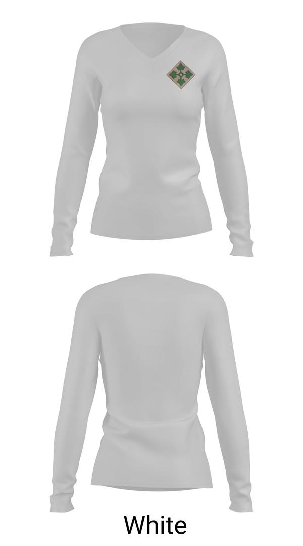 Womens Long Sleeve Vneck Shirt, 4th infantry Division, Army, Teamtime, Team time, sublimation, custom sports apparel, team uniforms, spirit wear, spiritwear, sports uniforms, custom shirts, team store, custom team store, fundraiser sports, apparel fundraiser