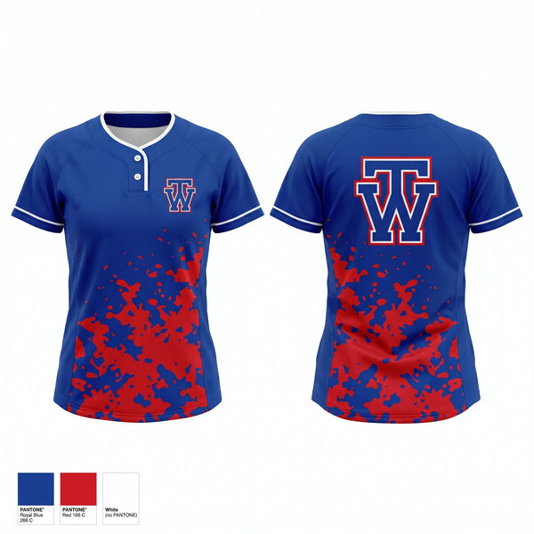 Two Button Softball Jersey, W.I.T., Softball, Teamtime, Team time, sublimation, custom sports apparel, team uniforms, spirit wear, spiritwear, sports uniforms, custom shirts, team store, custom team store, fundraiser sports, apparel fundraiser