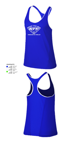Womens Track Singlet, Raise the Bar Track & Field, Track & Field, Teamtime, Team time, sublimation, custom sports apparel, team uniforms, spirit wear, spiritwear, sports uniforms, custom shirts, team store, custom team store, fundraiser sports, apparel fundraiser