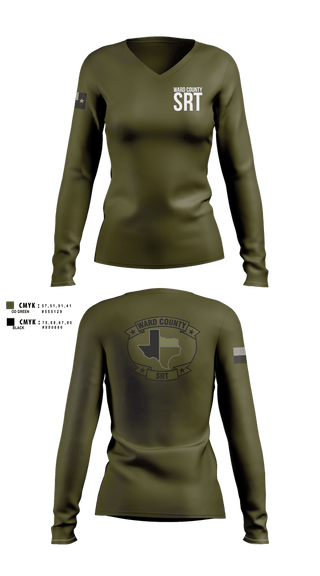 Womens Long Sleeve Vneck Shirt, WARD COUNTY SRT, Police, Teamtime, Team time, sublimation, custom sports apparel, team uniforms, spirit wear, spiritwear, sports uniforms, custom shirts, team store, custom team store, fundraiser sports, apparel fundraiser
