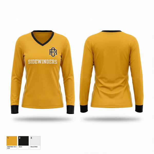 Womens Long Sleeve Vneck Shirt, Sidewinders, Baseball, Teamtime, Team time, sublimation, custom sports apparel, team uniforms, spirit wear, spiritwear, sports uniforms, custom shirts, team store, custom team store, fundraiser sports, apparel fundraiser