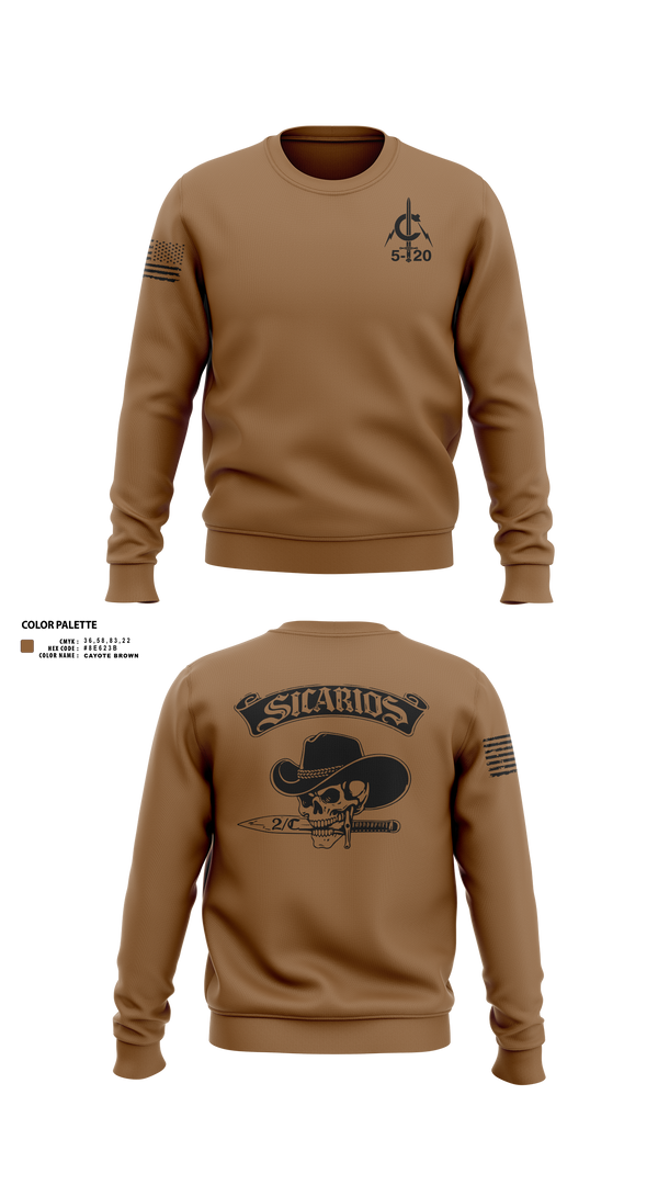 Crew Neck Sweatshirt, 2/C Sicarios, Army, Teamtime, Team time, sublimation, custom sports apparel, team uniforms, spirit wear, spiritwear, sports uniforms, custom shirts, team store, custom team store, fundraiser sports, apparel fundraiser