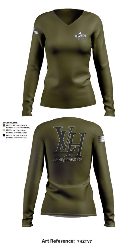 Womens Long Sleeve Vneck Shirt, La Vagancia Hats, , Teamtime, Team time, sublimation, custom sports apparel, team uniforms, spirit wear, spiritwear, sports uniforms, custom shirts, team store, custom team store, fundraiser sports, apparel fundraiser