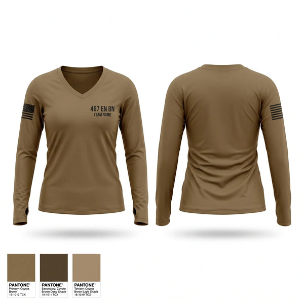 Womens Long Sleeve Vneck Shirt, 467 EN BN, Army, Teamtime, Team time, sublimation, custom sports apparel, team uniforms, spirit wear, spiritwear, sports uniforms, custom shirts, team store, custom team store, fundraiser sports, apparel fundraiser