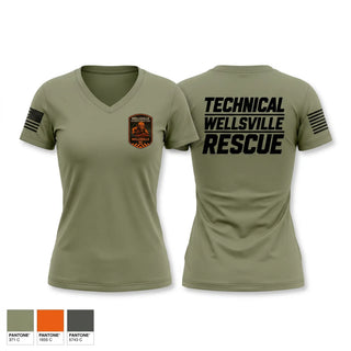 Womens Short Sleeve Vneck Shirt, Wellsville Technical Rescue Team, EMS/EMT, Teamtime, Team time, sublimation, custom sports apparel, team uniforms, spirit wear, spiritwear, sports uniforms, custom shirts, team store, custom team store, fundraiser sports, apparel fundraiser