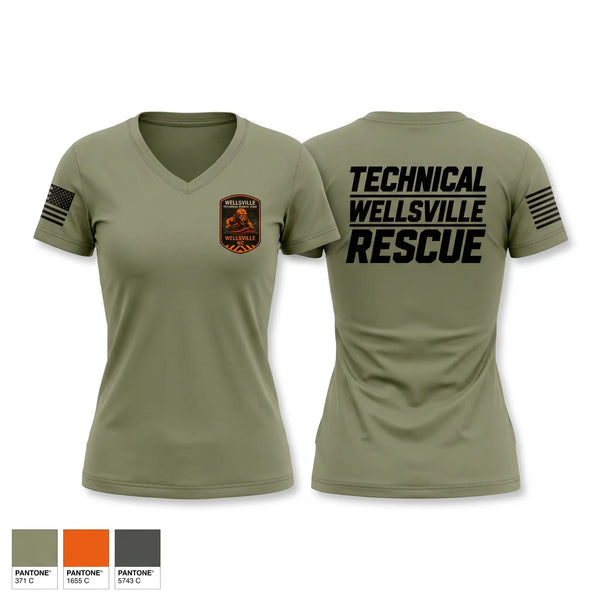 Womens Short Sleeve Vneck Shirt, Wellsville Technical Rescue Team, EMS/EMT, Teamtime, Team time, sublimation, custom sports apparel, team uniforms, spirit wear, spiritwear, sports uniforms, custom shirts, team store, custom team store, fundraiser sports, apparel fundraiser