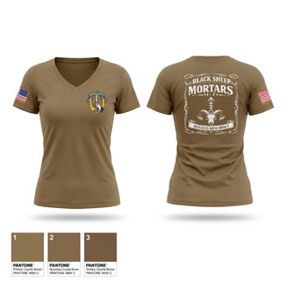 Womens Short Sleeve Vneck Shirt, Mortars, HHT, 1-7 CAV, Army, Teamtime, Team time, sublimation, custom sports apparel, team uniforms, spirit wear, spiritwear, sports uniforms, custom shirts, team store, custom team store, fundraiser sports, apparel fundraiser