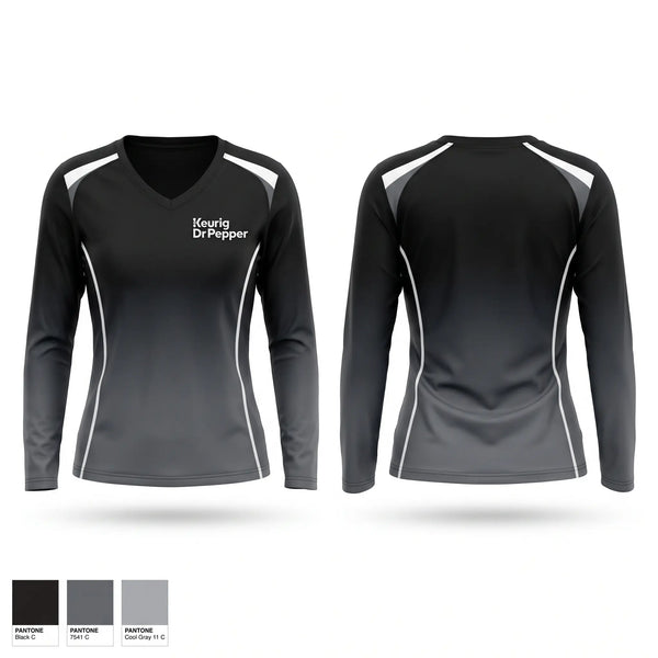 Womens Long Sleeve Vneck Shirt, Keurig Dr Pepper, , Teamtime, Team time, sublimation, custom sports apparel, team uniforms, spirit wear, spiritwear, sports uniforms, custom shirts, team store, custom team store, fundraiser sports, apparel fundraiser