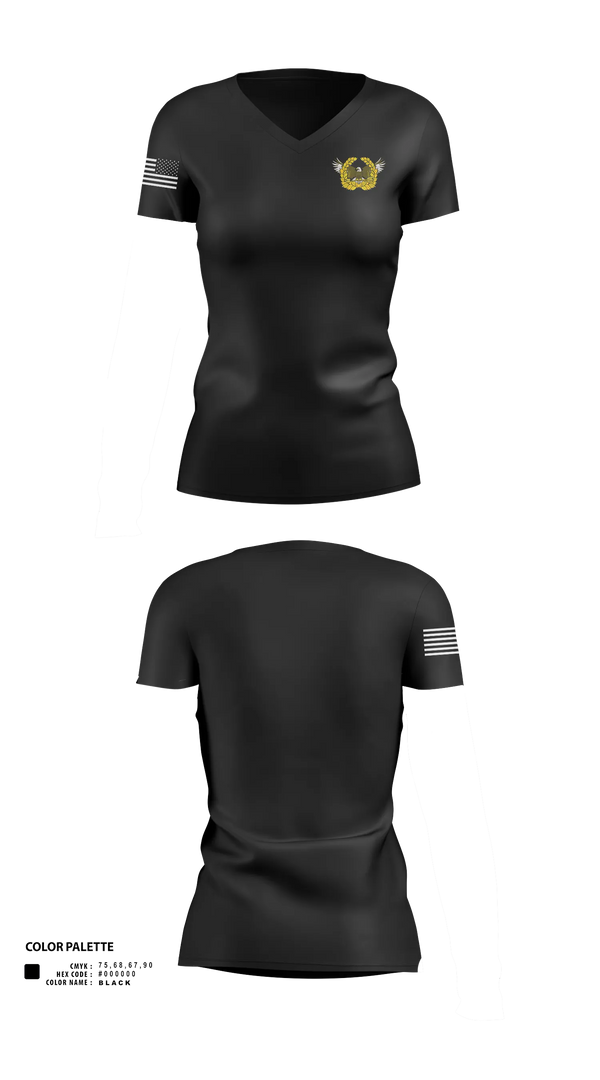 Womens Short Sleeve Vneck Shirt, Arlington Hall Minuteman Silver Chapter - USAWOA, Army, Teamtime, Team time, sublimation, custom sports apparel, team uniforms, spirit wear, spiritwear, sports uniforms, custom shirts, team store, custom team store, fundraiser sports, apparel fundraiser