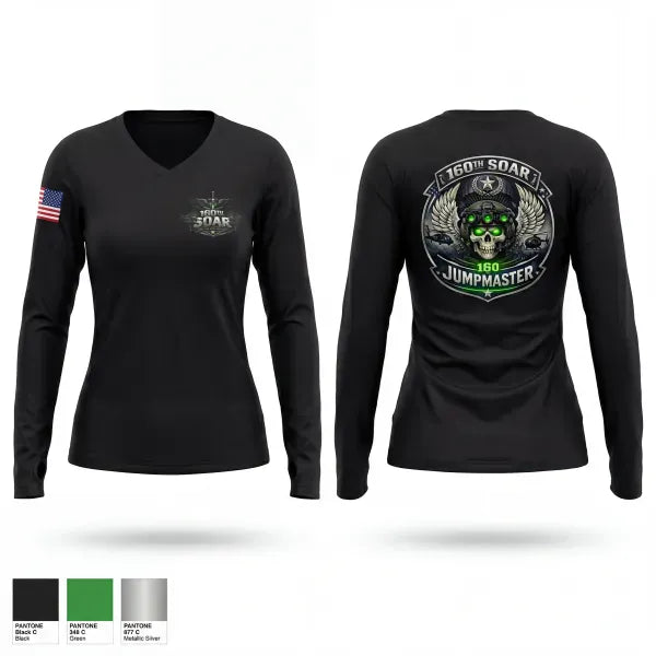 Womens Long Sleeve Vneck Shirt, 160th SOAR, Army, Teamtime, Team time, sublimation, custom sports apparel, team uniforms, spirit wear, spiritwear, sports uniforms, custom shirts, team store, custom team store, fundraiser sports, apparel fundraiser