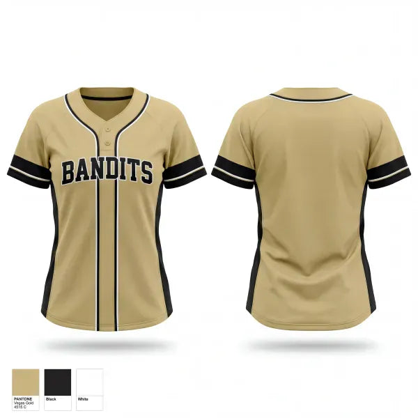 Two Button Softball Jersey, Bandits, Softball, Teamtime, Team time, sublimation, custom sports apparel, team uniforms, spirit wear, spiritwear, sports uniforms, custom shirts, team store, custom team store, fundraiser sports, apparel fundraiser