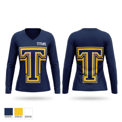 Titans Women's Long Sleeve V-neck Shirt - 1