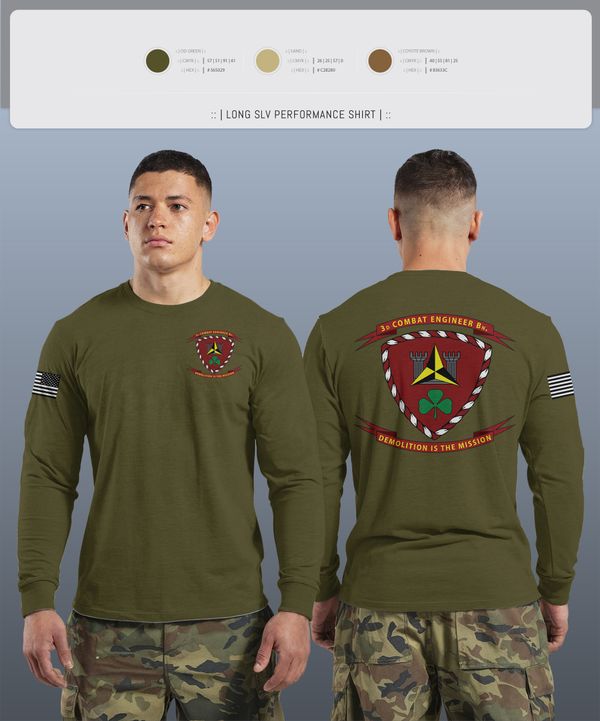 Long Sleeve Performance Shirt, 3d Combat Engineer Battalion, , Teamtime, Team time, sublimation, custom sports apparel, team uniforms, spirit wear, spiritwear, sports uniforms, custom shirts, team store, custom team store, fundraiser sports, apparel fundraiser