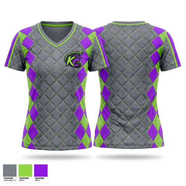 Womens Short Sleeve Vneck Shirt, KC Cobras, Baseball, Teamtime, Team time, sublimation, custom sports apparel, team uniforms, spirit wear, spiritwear, sports uniforms, custom shirts, team store, custom team store, fundraiser sports, apparel fundraiser