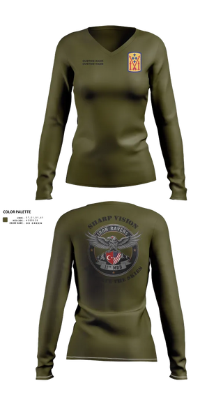 Womens Long Sleeve Vneck Shirt, 11th MDB, Army, Teamtime, Team time, sublimation, custom sports apparel, team uniforms, spirit wear, spiritwear, sports uniforms, custom shirts, team store, custom team store, fundraiser sports, apparel fundraiser