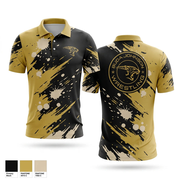 Short Sleeve Performance Polo, Buda Johnson Jaguars Wrestling, Wrestling, Teamtime, Team time, sublimation, custom sports apparel, team uniforms, spirit wear, spiritwear, sports uniforms, custom shirts, team store, custom team store, fundraiser sports, apparel fundraiser