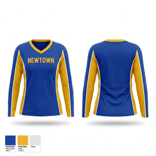 Womens Long Sleeve Vneck Shirt, Newtown, Track & Field, Teamtime, Team time, sublimation, custom sports apparel, team uniforms, spirit wear, spiritwear, sports uniforms, custom shirts, team store, custom team store, fundraiser sports, apparel fundraiser