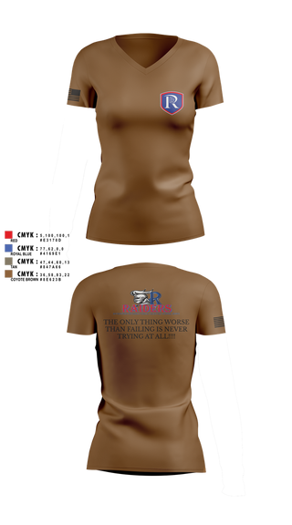 Womens Short Sleeve Vneck Shirt, RICS Raiders, Army, Teamtime, Team time, sublimation, custom sports apparel, team uniforms, spirit wear, spiritwear, sports uniforms, custom shirts, team store, custom team store, fundraiser sports, apparel fundraiser
