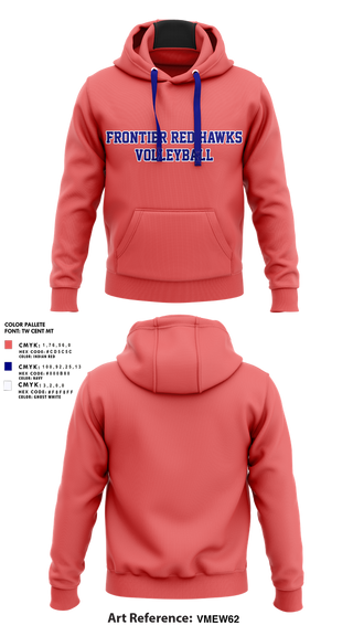 Hoodie, Frontier Red Hawks, Women's Volleyball, Teamtime, Team time, sublimation, custom sports apparel, team uniforms, spirit wear, spiritwear, sports uniforms, custom shirts, team store, custom team store, fundraiser sports, apparel fundraiser