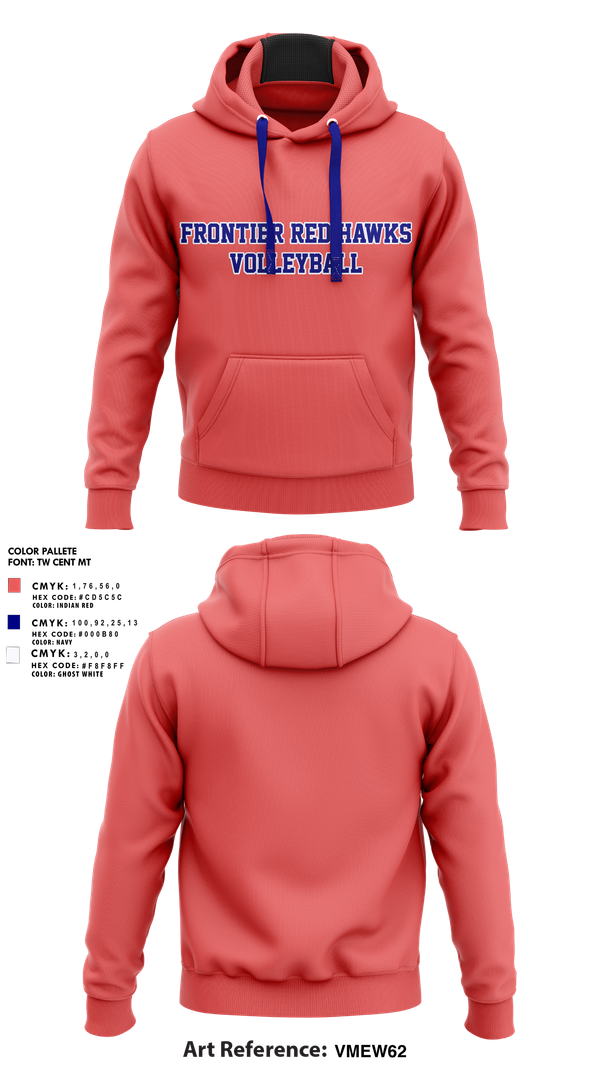 Hoodie, Frontier Red Hawks, Women's Volleyball, Teamtime, Team time, sublimation, custom sports apparel, team uniforms, spirit wear, spiritwear, sports uniforms, custom shirts, team store, custom team store, fundraiser sports, apparel fundraiser