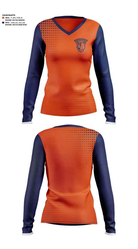 Womens Long Sleeve Vneck Shirt, North Pitt High School Basketball, Men's Basketball, Teamtime, Team time, sublimation, custom sports apparel, team uniforms, spirit wear, spiritwear, sports uniforms, custom shirts, team store, custom team store, fundraiser sports, apparel fundraiser
