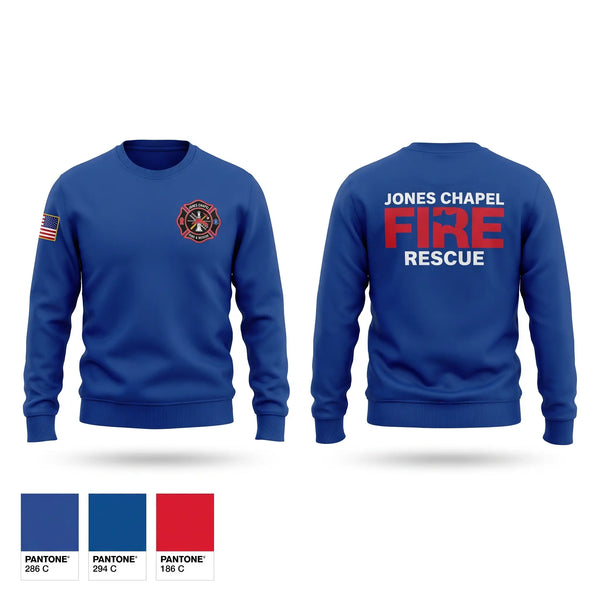 Crew Neck Sweatshirt, Jones Chapel Fire and Rescue, Fire Department, Teamtime, Team time, sublimation, custom sports apparel, team uniforms, spirit wear, spiritwear, sports uniforms, custom shirts, team store, custom team store, fundraiser sports, apparel fundraiser