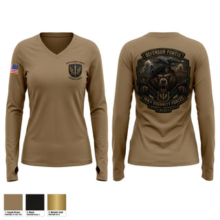 Womens Long Sleeve Vneck Shirt, 164th security forces, Air Force, Teamtime, Team time, sublimation, custom sports apparel, team uniforms, spirit wear, spiritwear, sports uniforms, custom shirts, team store, custom team store, fundraiser sports, apparel fundraiser