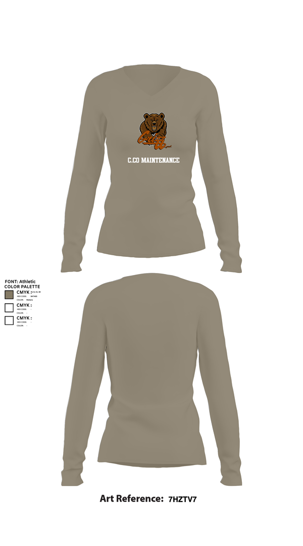 Womens Long Sleeve Vneck Shirt, C.co Maintenance, , Teamtime, Team time, sublimation, custom sports apparel, team uniforms, spirit wear, spiritwear, sports uniforms, custom shirts, team store, custom team store, fundraiser sports, apparel fundraiser