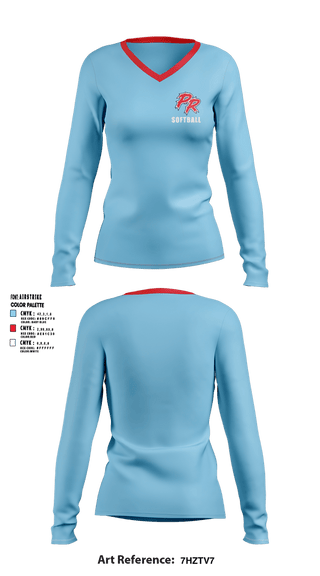Womens Long Sleeve Vneck Shirt, Porterville Rampage, Softball, Teamtime, Team time, sublimation, custom sports apparel, team uniforms, spirit wear, spiritwear, sports uniforms, custom shirts, team store, custom team store, fundraiser sports, apparel fundraiser