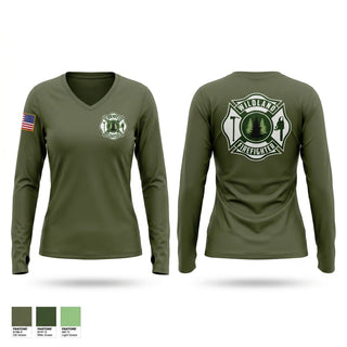 Womens Long Sleeve Vneck Shirt, Forestry, Fire Department, Teamtime, Team time, sublimation, custom sports apparel, team uniforms, spirit wear, spiritwear, sports uniforms, custom shirts, team store, custom team store, fundraiser sports, apparel fundraiser