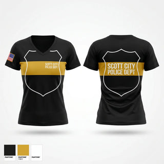 Womens Short Sleeve Vneck Shirt, SCOTT CITY POLICE DEPT., Police, Teamtime, Team time, sublimation, custom sports apparel, team uniforms, spirit wear, spiritwear, sports uniforms, custom shirts, team store, custom team store, fundraiser sports, apparel fundraiser