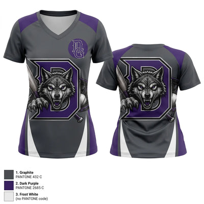 Dungeness Greywolves Women's Short Sleeve V-neck Shirt - 1