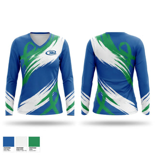 Womens Long Sleeve Vneck Shirt, Colorado Rush North, Women's Soccer, Teamtime, Team time, sublimation, custom sports apparel, team uniforms, spirit wear, spiritwear, sports uniforms, custom shirts, team store, custom team store, fundraiser sports, apparel fundraiser