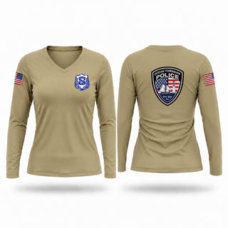 Womens Long Sleeve Vneck Shirt, PBA LOCAL 371, Police, Teamtime, Team time, sublimation, custom sports apparel, team uniforms, spirit wear, spiritwear, sports uniforms, custom shirts, team store, custom team store, fundraiser sports, apparel fundraiser