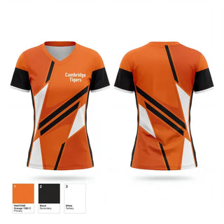 Womens Short Sleeve Vneck Shirt, Cambridge Tigers, Softball, Teamtime, Team time, sublimation, custom sports apparel, team uniforms, spirit wear, spiritwear, sports uniforms, custom shirts, team store, custom team store, fundraiser sports, apparel fundraiser