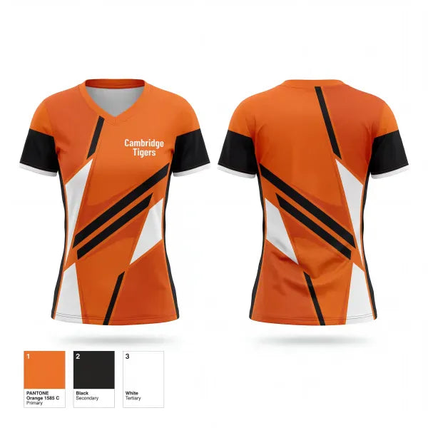 Womens Short Sleeve Vneck Shirt, Cambridge Tigers, Softball, Teamtime, Team time, sublimation, custom sports apparel, team uniforms, spirit wear, spiritwear, sports uniforms, custom shirts, team store, custom team store, fundraiser sports, apparel fundraiser