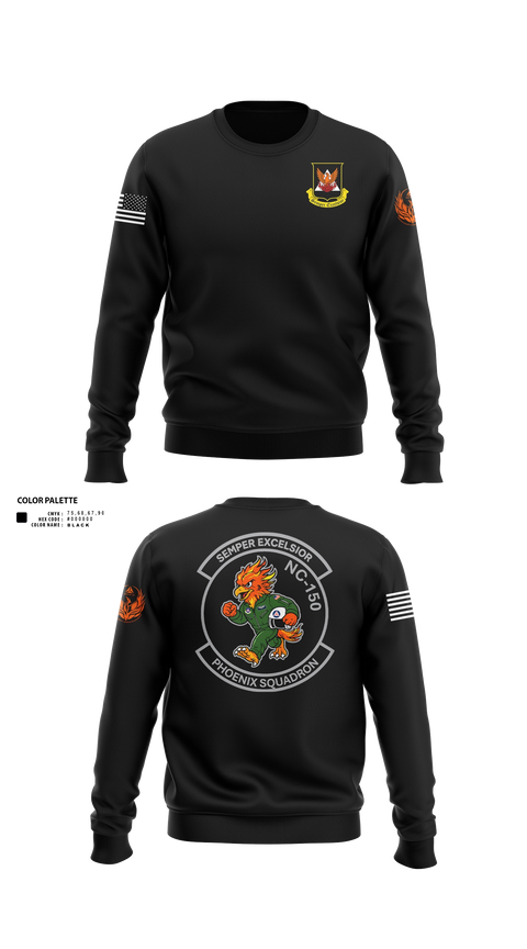 Crew Neck Sweatshirt, 150th Orange County Composite Squadron, NC Wing, Civil Air Patrol, Air Force, Teamtime, Team time, sublimation, custom sports apparel, team uniforms, spirit wear, spiritwear, sports uniforms, custom shirts, team store, custom team store, fundraiser sports, apparel fundraiser