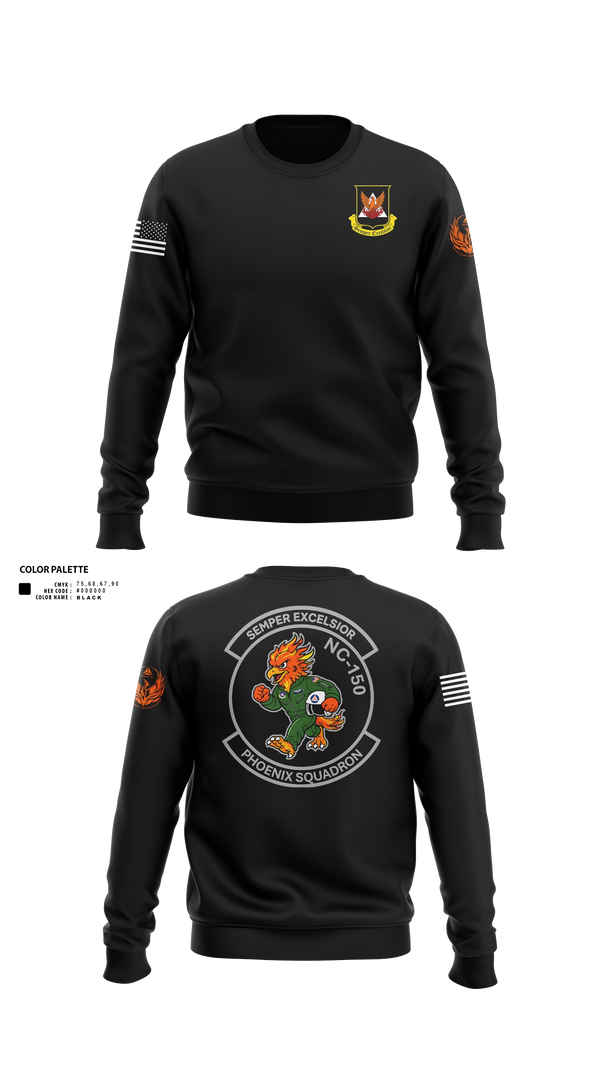 Crew Neck Sweatshirt, 150th Orange County Composite Squadron, NC Wing, Civil Air Patrol, Air Force, Teamtime, Team time, sublimation, custom sports apparel, team uniforms, spirit wear, spiritwear, sports uniforms, custom shirts, team store, custom team store, fundraiser sports, apparel fundraiser