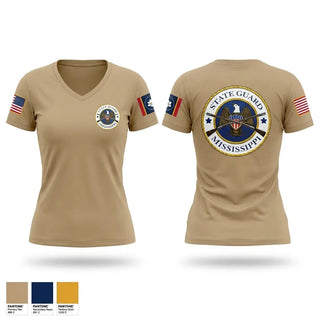 Womens Short Sleeve Vneck Shirt, MSSG 215th FSC CO, National Guard, Teamtime, Team time, sublimation, custom sports apparel, team uniforms, spirit wear, spiritwear, sports uniforms, custom shirts, team store, custom team store, fundraiser sports, apparel fundraiser