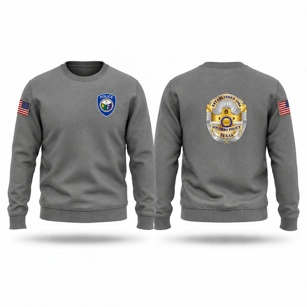 Crew Neck Sweatshirt, Socorro Police Department, Police, Teamtime, Team time, sublimation, custom sports apparel, team uniforms, spirit wear, spiritwear, sports uniforms, custom shirts, team store, custom team store, fundraiser sports, apparel fundraiser