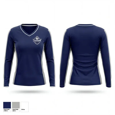 Lockdown Elite Basketball Academy 70073608 Women's Long Sleeve V-neck Shirt - 1